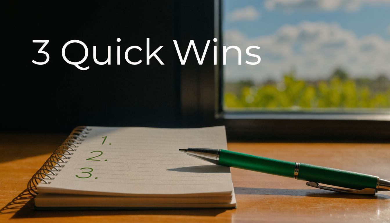 A green pen on a spiral notepad with a numbered list next to a sunny window.